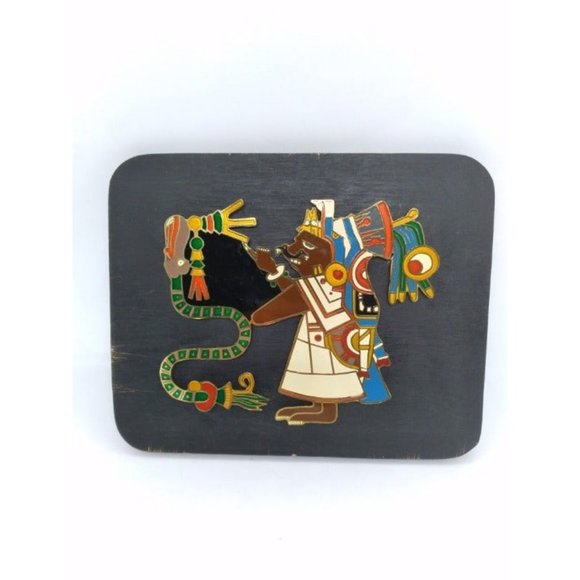 Vintage Mexican made Tlazapotenan Atzec folk God of Medicine Plaque - Picture 1 of 12